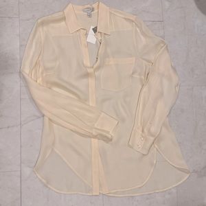 NWT J.Crew Ivory Silk Button Up Blouse